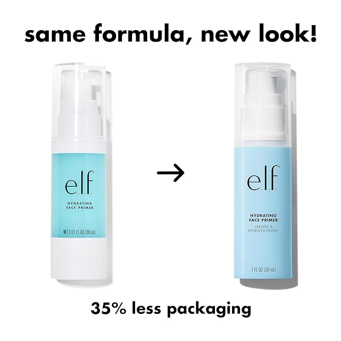e.l.f. Hydrating Face Primer, Moisturizing Makeup Base, Smooths Pores & Fine Lines, Long-Lasting Wear, Preps Skin for Foundation Application, Large