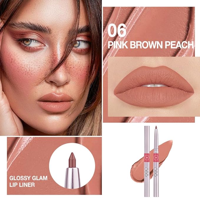 FeiCuiYun Retractable Lipliner Pencil Waterproof Makeup for Lip Liner and Eye Liner, Smooth and Creamy, Long Lasting Matte Finish, Vegan Beauty, Matte Velvet Pigmented Lip Liner (06#Peach Red, 1)