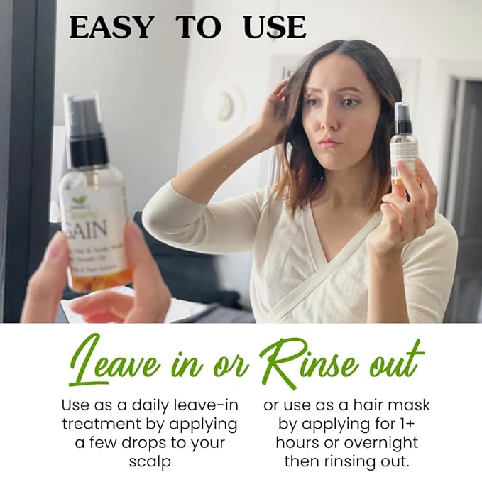 Isabella's Clearly GAIN – Natural Hair and Scalp Oil with Rosemary, Castor Oil & Essential Oils | Nourishing Serum for Fuller Thicker Looking Hair | Vegan, Waterless & Cruelty Free