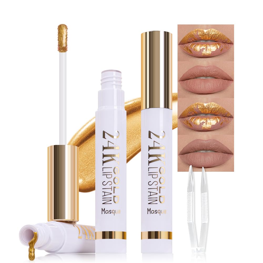 JUAAZIN 2Pcs Matte Liquid Lip Stain Peel Off Lip liner Tattoo, Matte Peel Off Lip Stain, Long Lasting Waterproof Lipstick Lip Gloss Stain, Transfer-proof for All Skin Types (0.24 fl oz-04#+05#)