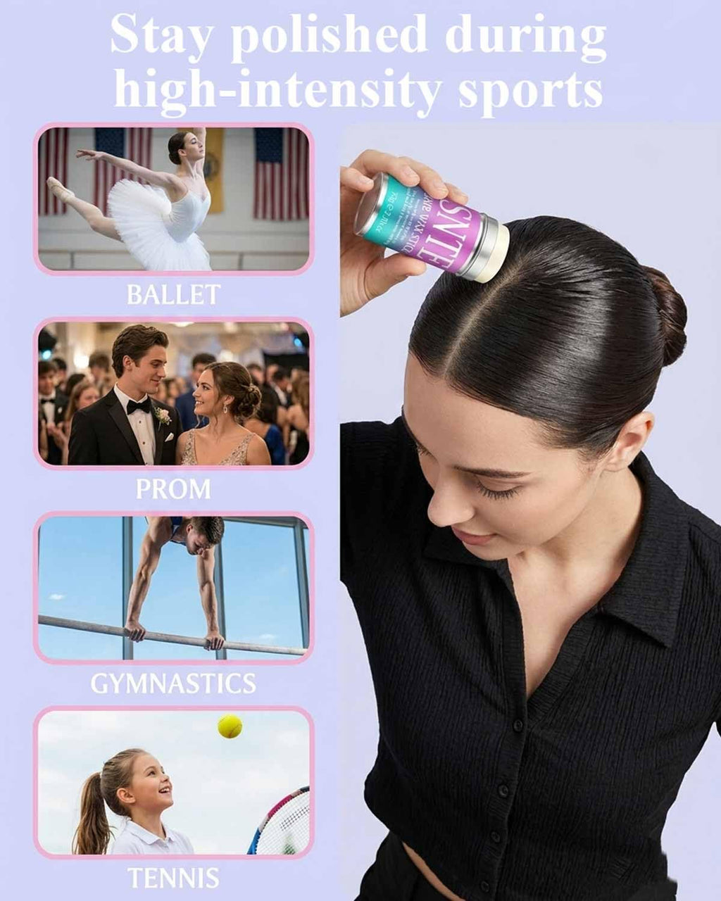Hair Wax Stick, Slick Back Hair Brush - Tame Frizz, Flyaways Control