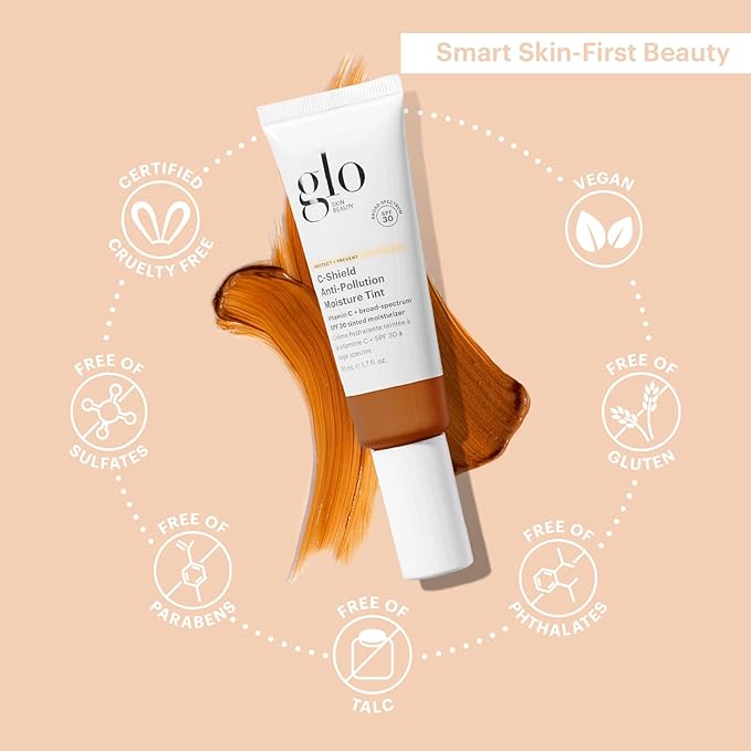 Glo Skin Beauty C-Shield Anti-Pollution Moisture Tint SPF 30, 9N-Dark – Tinted Moisturizer with SPF, Lightweight Tinted Sunscreen for Face, Vitamin C & Squalane, Dewy Sheer Coverage, All Skin Types