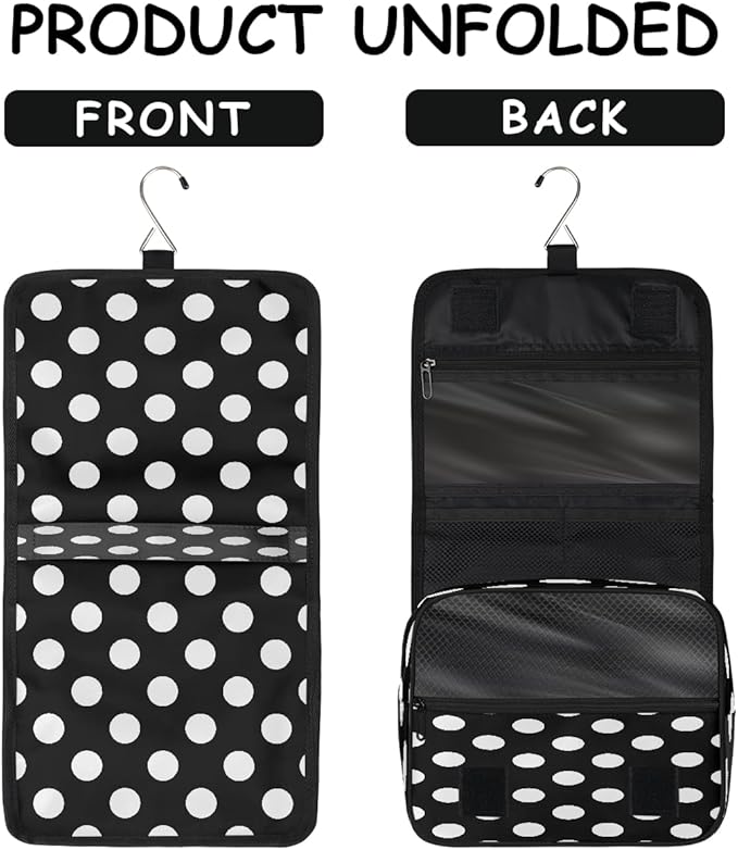 Polka Dot Travel Toiletry Bag Women Men Hanging Cosmetic Organizer Portable