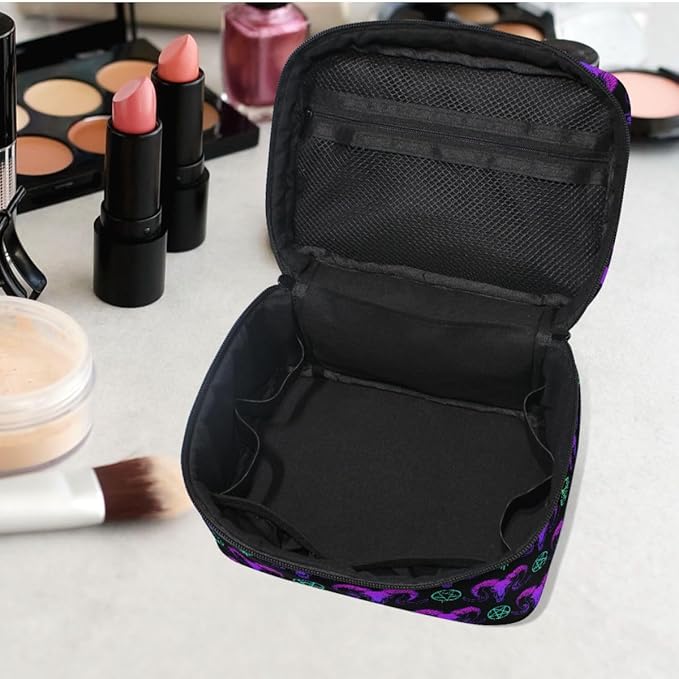MNSRUU Makeup Bags, Goth Skull Makeup Organizer Bags Toiletry Bag Box Travel Cosmetic Bag Make Up Train Case for Women Teen Girl Ladies
