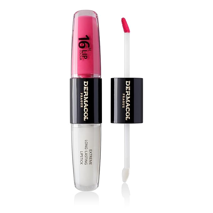 Dermacol 16-Hour Lip Color, Two-Phase Kissproof Lip Stain & Gloss, No.18