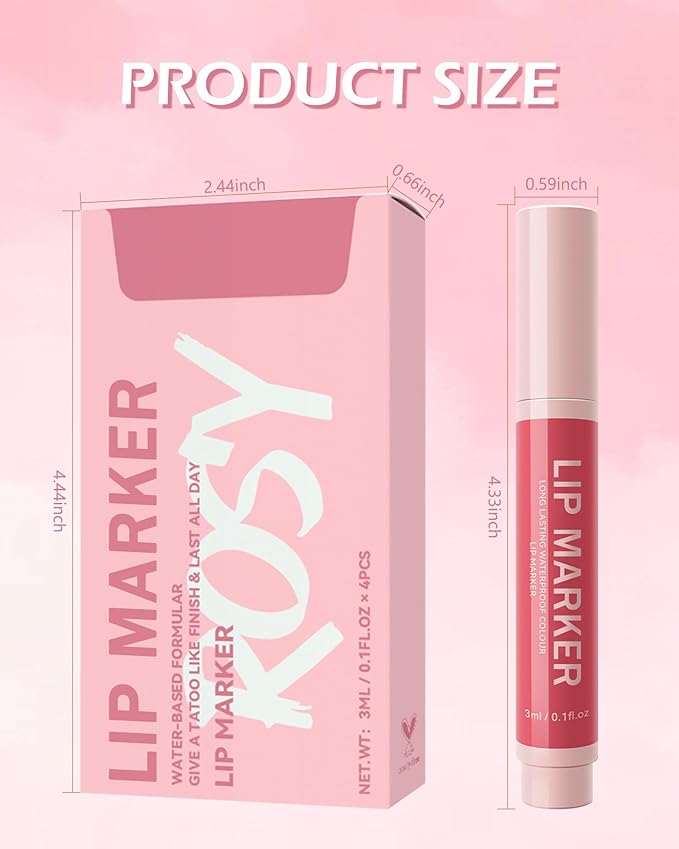 Lip Stain Liner Pen, Ruby Red Lip Tint Stain Liquid Lipstick Waterproof-04