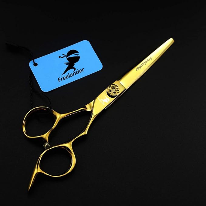 ROCOCO 6.0 Inch Hand Sharpened Hair Cutting Shears Set with Case - Golden