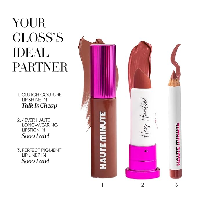 Haute Minute Makeup Mini Clutch Couture Lip Shine Gloss, Non-Sticky Lip Gloss, Vegan & Cruelty-free, High Shine Finish & Moisturizing - Talk Is Cheap