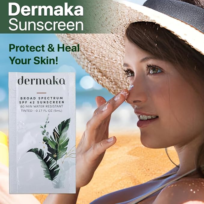 Dermaka Travel Size Mineral Sunscreen SPF 42, 25 Packets, Face & Body