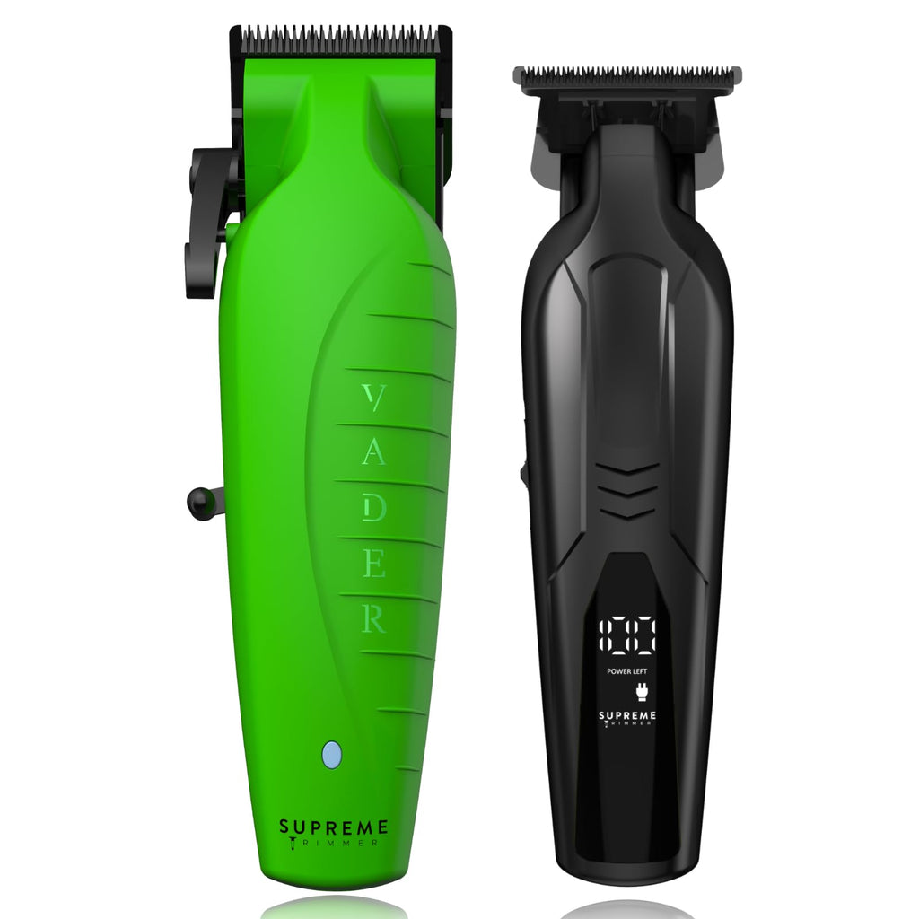 Supreme Trimmer 2-in-1 Vader Clipper & Trimmer Kit | Cordless Beard Trimmer & Mens Clippers Set for Barbers or Home | with DLC Coated Blades | Acid