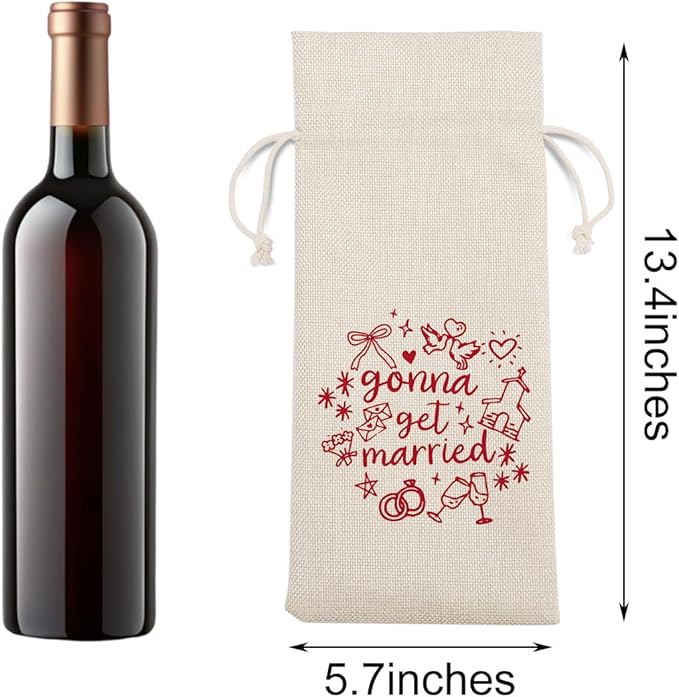 BARREEMO Engagement Wine Gift Bag Wedding Engaged Gifts for Newlyweds Couple Women Men Bridal Shower Gifts for Bride and Groom Pairs Well with Wedding Planning Gonna Get Married Wine Bags
