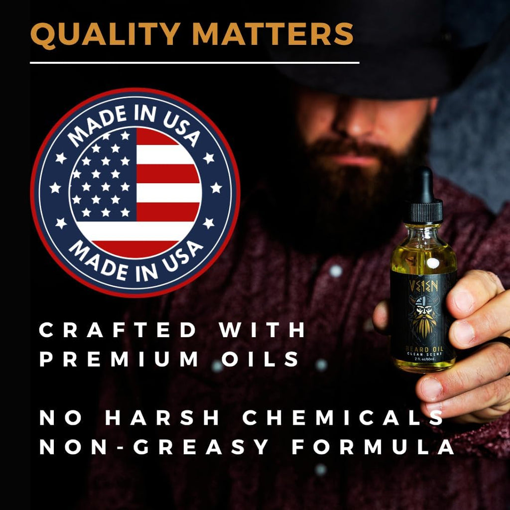 Veien Beard Oil for Men, Clean White Tea Scent, 2oz