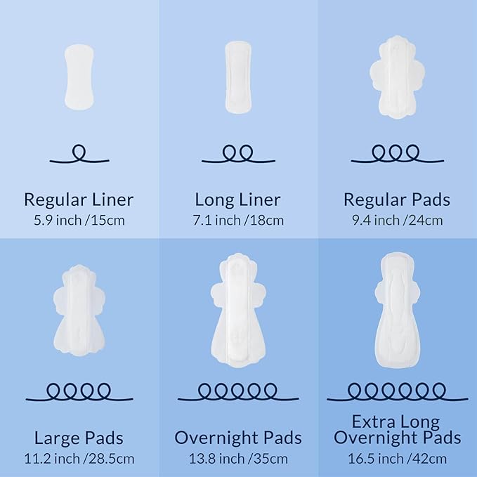 RPE Life 100% GOTS Organic Cotton Menstrual Pads with Wings, 108 Count