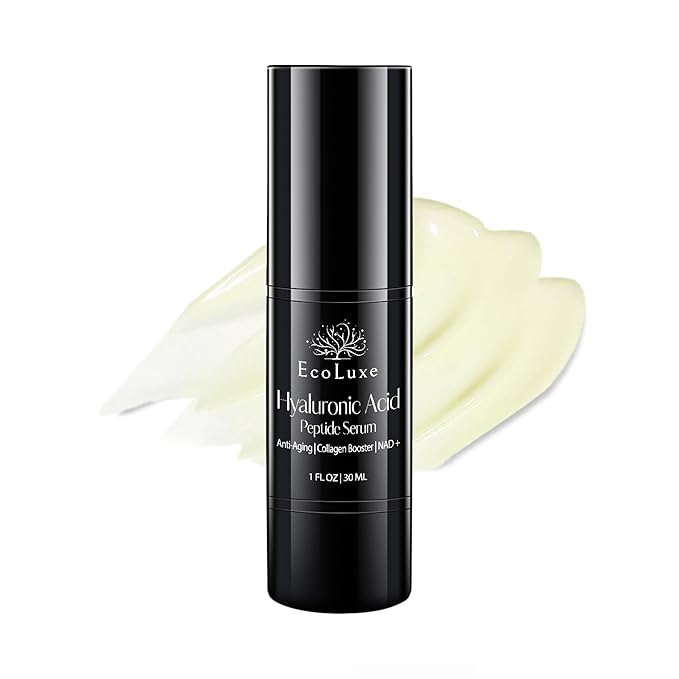 EcoLuxe Hyaluronic Acid Peptide Serum – 5x HA, NAD⁺, and Copper Peptides to Plump, Hydrate, and Firm. Boosts Radiance, Smooths Lines, and Supports Skin Renewal – Clean Vegan Formula