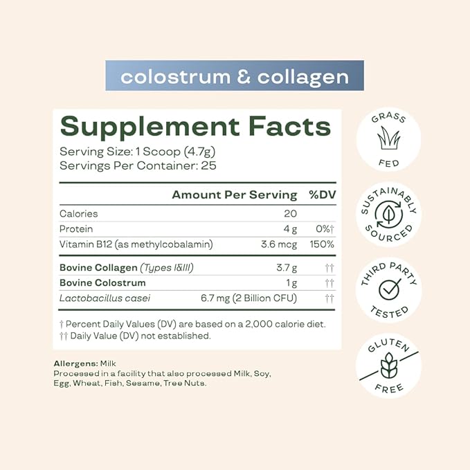 Bloom Nutrition Bovine Colostrum Powder, Strawberries & Cream, 25 Servings