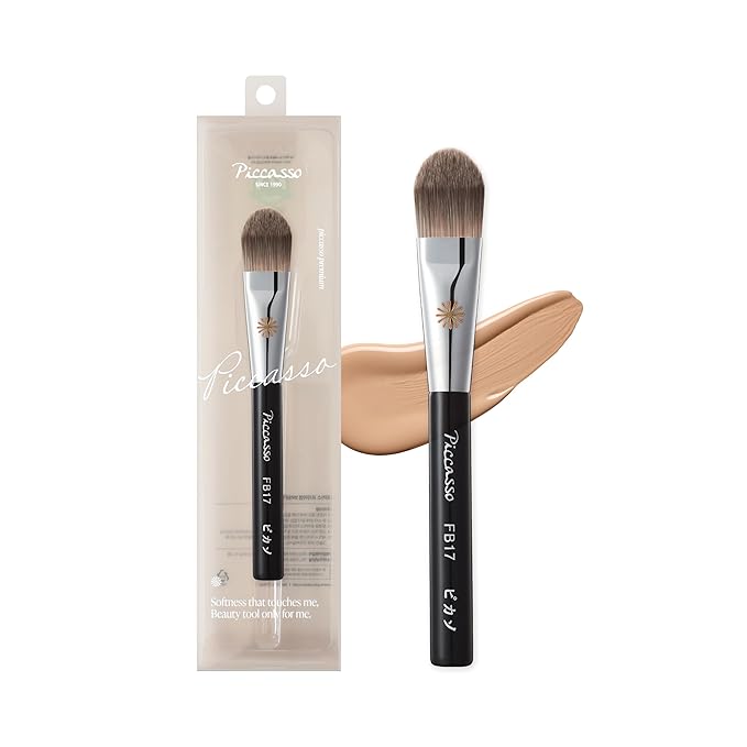 Piccasso FB17 Curved Foundation Brush for Liquid Makeup, Cream Foundation