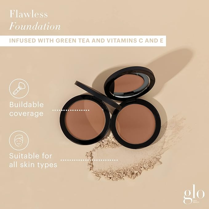 Glo Skin Beauty Pressed Base Powder Foundation, Cocoa Light – Buildable Sheer to Full Coverage, Long Wear Face Powder Compact, Pressed Powder Makeup for Smooth, Semi-Matte Finish