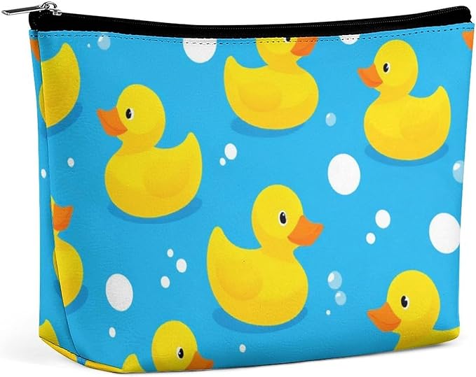 Meaudiwes Women's Toiletry Bag, Travel Cosmetic Bag, Large Makeup Case, Yellow Rubber Duck Personality Fashion Zipper Cosmetic Case