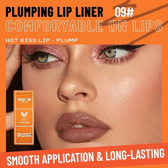 KXmzeG Matte Lip Liner Pencil for Shaping Lips, Retractable Creamy Brown Crayon LipLiner Pencil, Long Lasting Waterproof Lipstick Lip Liner Makeup, Vegan Beauty 09#