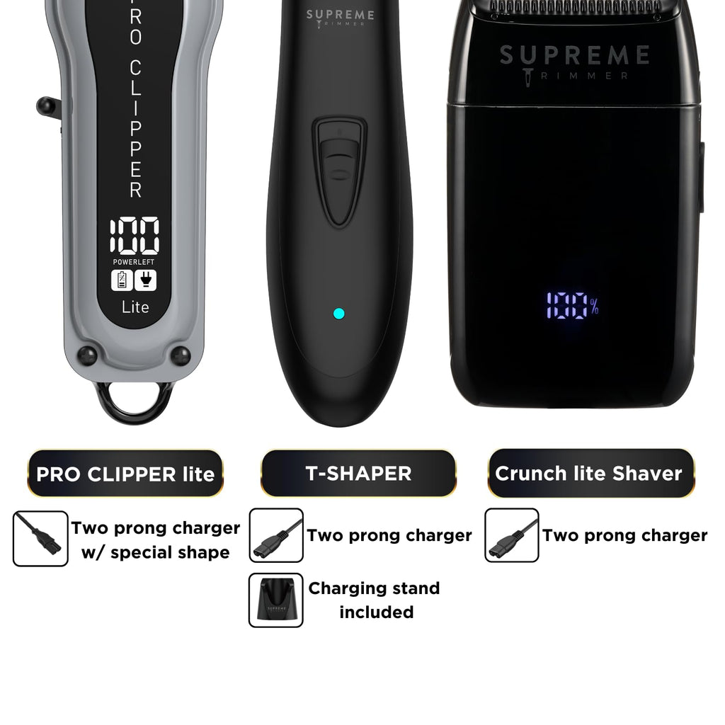 Supreme Trimmer 3-in-1 Barber Bundle | Pro Clipper Lite, DLC T-Shaper Trimmer, Crunch Lite Foil Shaver | Professional Beard Trimmer/Clipper Kit | Value Bundle 1