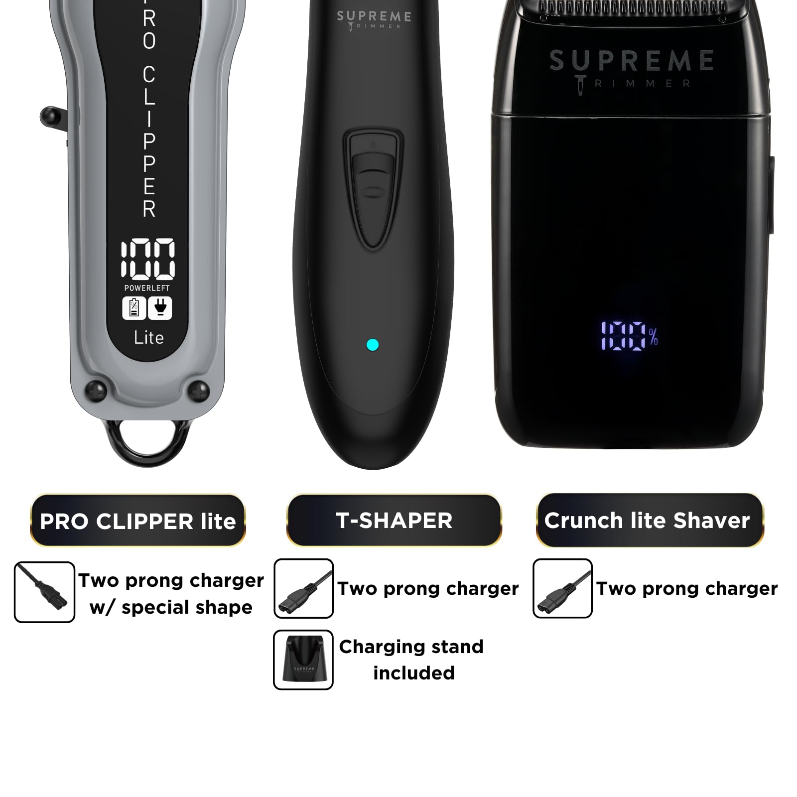 Supreme Trimmer 3-in-1 Barber Bundle | Pro Clipper Lite, DLC T-Shaper Trimmer, Crunch Lite Foil Shaver | Professional Beard Trimmer/Clipper Kit | Value Bundle 1