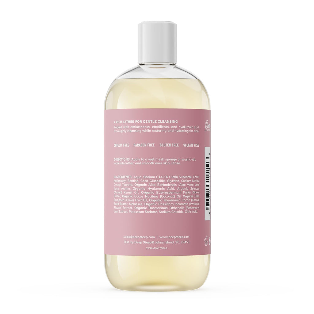 Deep Steep Passion Fruit Guava Body Wash, Hydrating Shower Gel with Hyaluronic Acid & Shea Butter for Sensitive Skin, Bodywash for Women & Men, 17 Fl Oz, 1-Pack