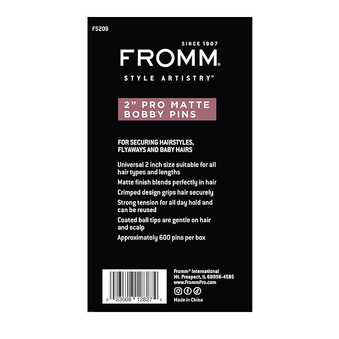 Fromm Style Artistry 2" Crimped Bobby Pins, Matte Blonde, 600 Hair Pins, Secure Hold, Suitable for All Hair Types and Lengths, Hair Accessories for Women