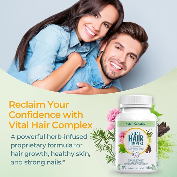 VITAL NUTRITIVE Biotin Hair Growth Vitamins - Hair, Skin & Nails Supplement
