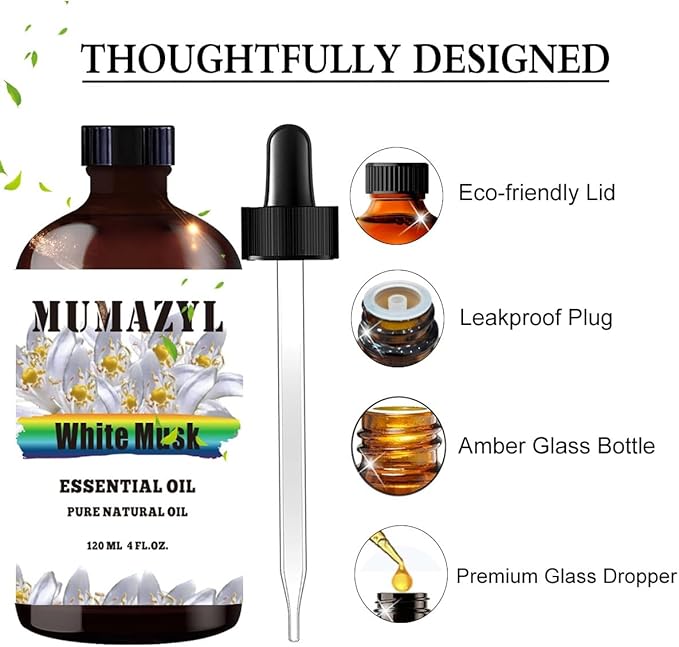 White Musk Essential Oil, White Musk Oil 4 Fl Oz for Diffuser Air Freshener
