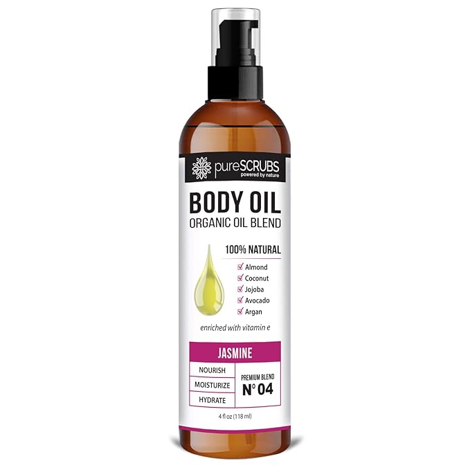 pureSCRUBS Ultra Moisturizing Jasmine Body Oil for Dry Skin, 4 oz