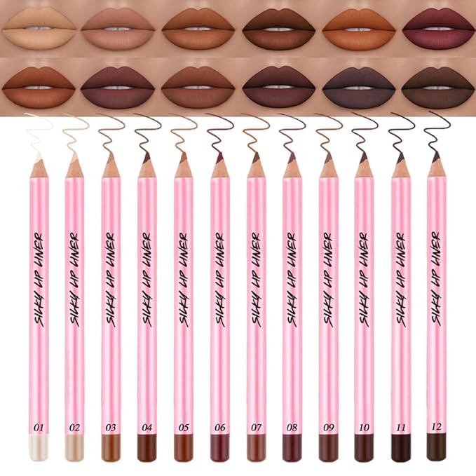 Hxssll 12Pcs Matte Lipstick Crayon Lip Liner pencil Set, Creamy & Hydrating Matte Lip Pencil, Smudge-Proof, Long-Wear Waterproof Lipstick Liner to Create Perfect Lip Makeup (12pcs) Set #01