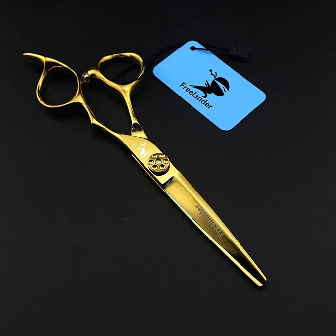 ROCOCO 6.0 Inch Hand Sharpened Hair Cutting Shears Set with Case - Golden