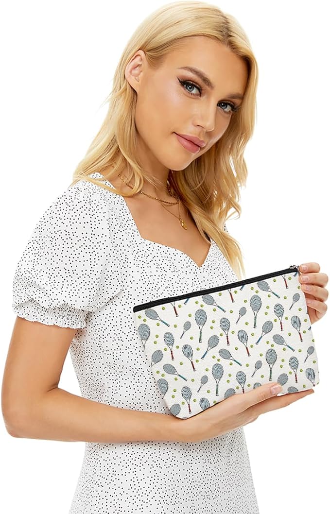 Blue Leaves 6 PCs Tennis Makeup Bag Inspirational Accessories Cosmetic Bag
