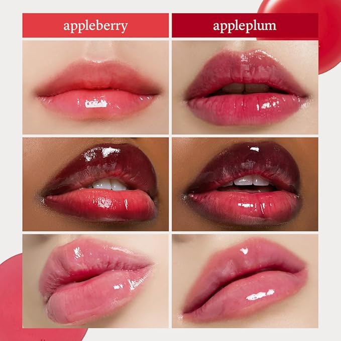 NOONI Korean Lip Oil Set - Appleberry & Appleplum - Plumping Tinted Gloss