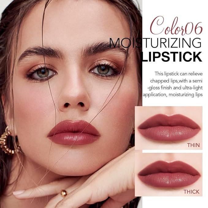 HHLTOH 1Pcs Tinted Lip Balm Moisturizing Lipstick – Waterproof Hydrating Matte Lip Balm for Women, Creamy Natural Color Stain for Dry Lips, Soft Matte Finish with Subtle Scent (#06 Vivid Rose Red)