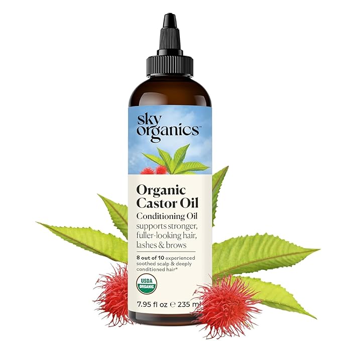 Sky Organics Organic Castor Oil 8oz, Pure, Cold Pressed and Hexane Free