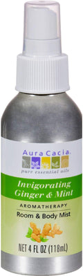 Aura Cacia Ginger and Mint Aromatherapy Mist, Invigorating Essential Oil Blend for Refreshing Rooms, Body Sprays, Aromatherapy | 4 Fl Oz (Pack of 1)