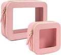 Clear Makeup Bag Set, Small Pink Makeup Bag TSA Approved Toiletry Bag Cosmetic Travel Bag Cute Makeup Organizer Mini Makeup Case Pouch Car Organizer Car Essentials for Women American Mahjong Bag