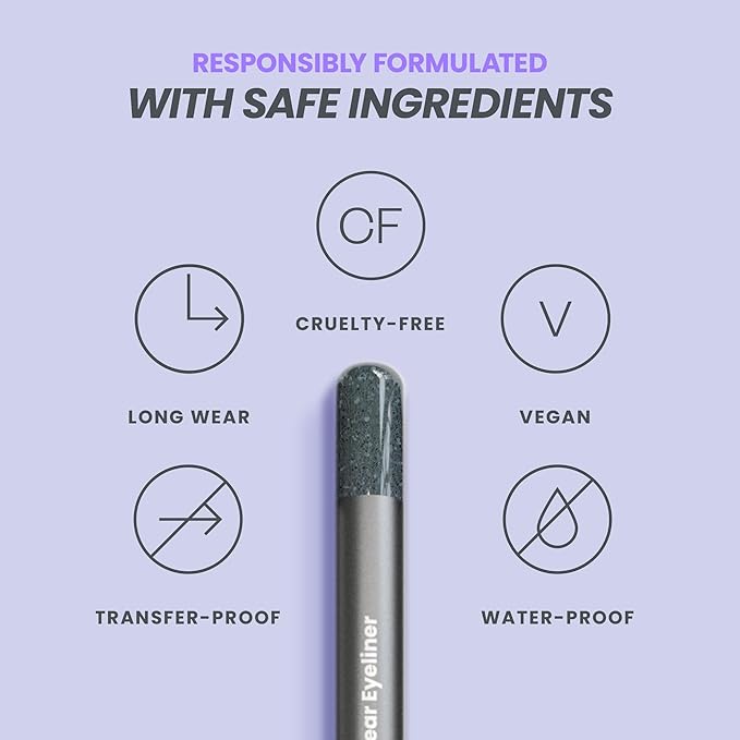 Wonderskin Eyeliner Pencil, 1440 Longwear Blue Glitter Eyeliner Pencil - Waterproof, Sharpenable & Smudge Proof (Oyster Blue)