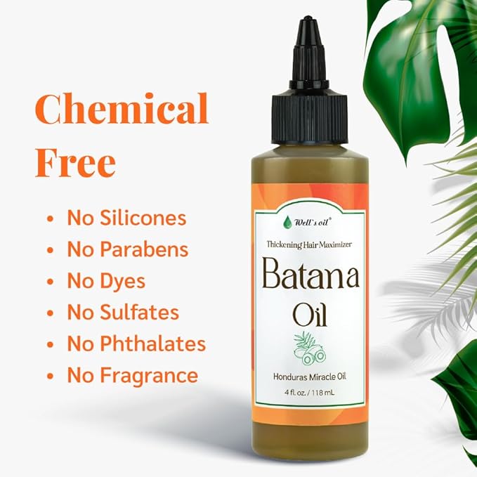 Well's Oil Batana Oil | 2 fl. oz. | 100% Natural | Strengthens, Hydrates & Nourishes | For All Hair Typess (2 fl. oz. / 59 ml)