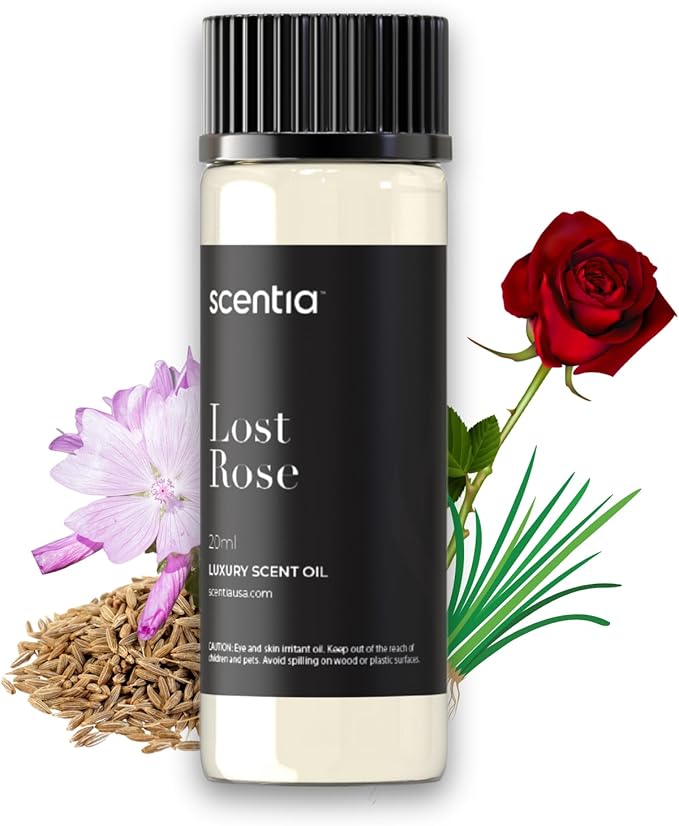 Scentia Lost Rose Aromatherapy Oil for Diffuser – Hotel Scent Inspired by Fairmont – 20 mL – Rose, Oud Wood & Clove Natural Fragrance Oil for Waterless & Cold Air Diffusers, Made in USA