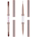 Ycyan 2Pcs Dual-ended UV Gel Nail Brush Set Rhinestone Handle Nail Art Design Brushes Professional Nail Tools Rose Gold