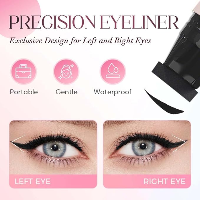 Gel Eyeliner Pencil Set, 2026 New Foldable Eyeliner Stamp for Perfect Wings, Waterproof Eyeliners Tool, Smudge Proof Eyeliners Pen for Beginners (2pcs Black)