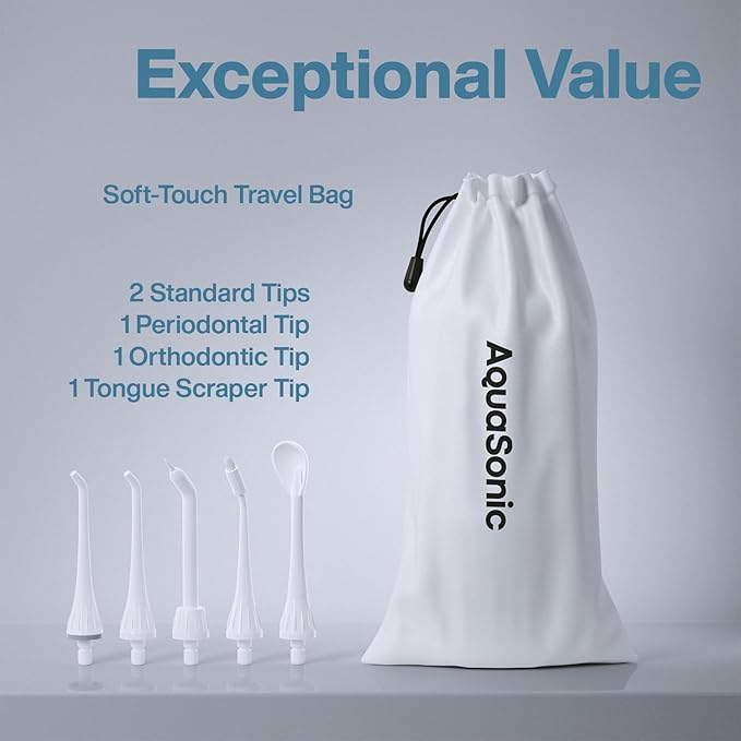 AquaSonic Aqua Flosser - Cordless Rechargeable Water Flosser for Teeth - Waterproof, Portable Oral Irrigator for Dental Cleaning with 5 Jet Tips – Braces Home Travel