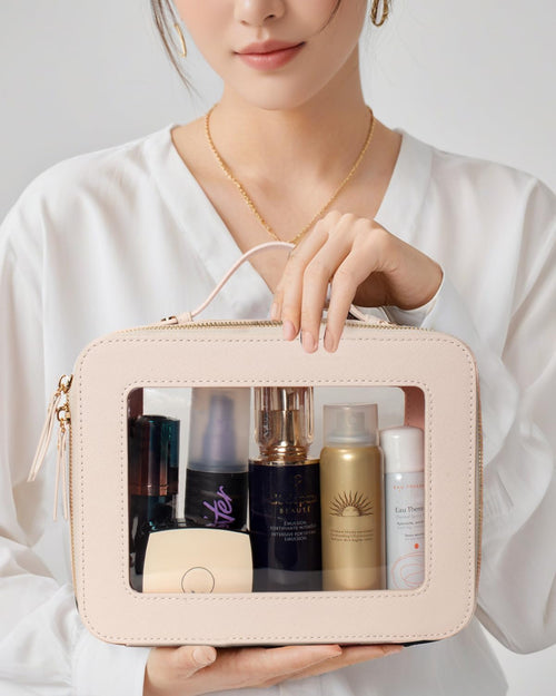 2 Pieces Clear Mahjong Bag, Travel Makeup Bag Large Cosmetic Bag with Zipper Small Clear Makeup Pouch for Purse Waterproof TSA Approved Toiletry Bag Case for Women Car Organizer Travel Essentials