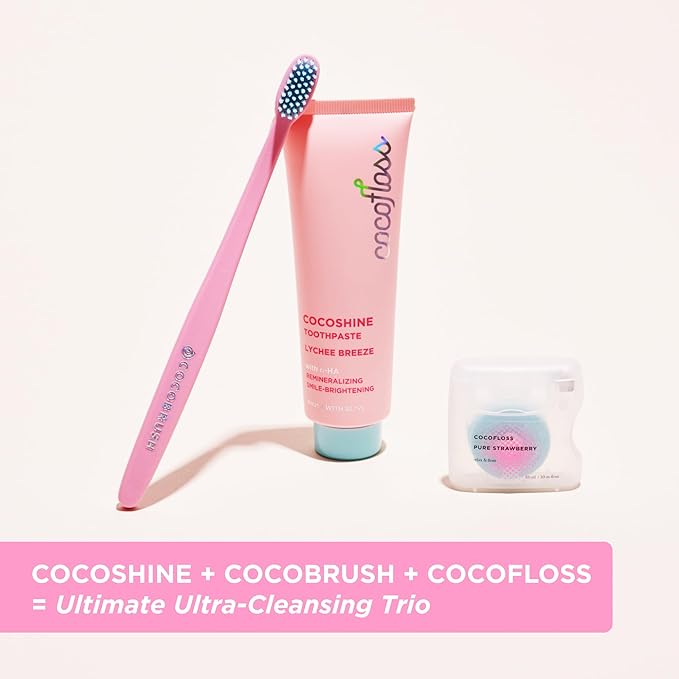 Cocoshine Teeth Whitening Toothpaste by Cocolab, Nano-Hydroxyapatite Toothpaste, Non-Fluoride with Xylitol and Coconut Oil, Gently Formulated for Sensitive Teeth, Adults and Kids, Lychee Breeze,3.4Oz