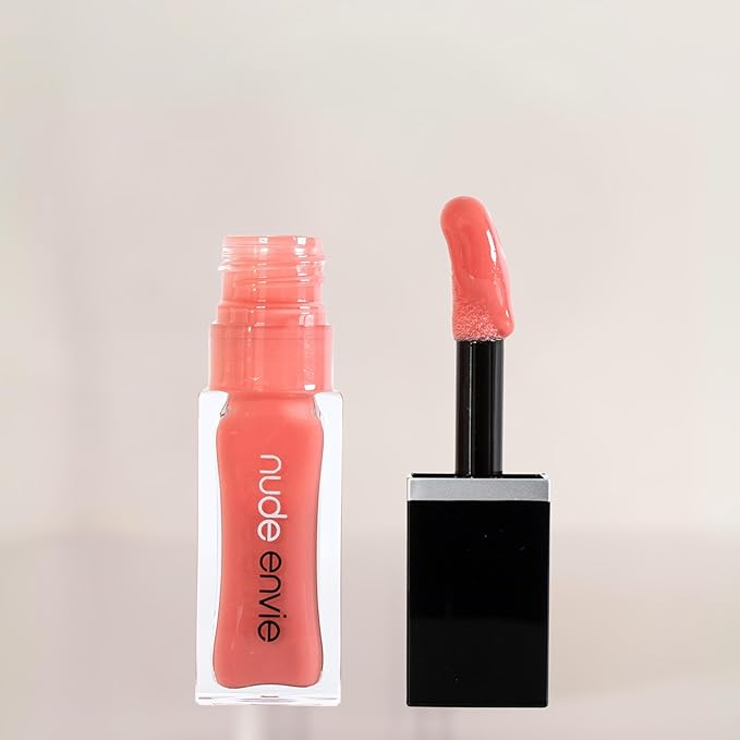 nude envie - Lip Gloss - High-Shine Finish - Moisturizing & Easy Application - Luxury Hydration - Non-Sticky Formula - With Vitamin E & Glycine Soja Oil - Vegan, Paraben-Free & Cruelty-Free - Smile