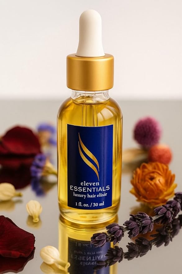 Eleven Essentials Luxury Hair Elixir (Oil) – Rosemary, Castor & Argan Hair Oil for Scalp Care, Frizz Control & Shine, Lightweight Botanical Hair Growth Support (1oz / 30ml)