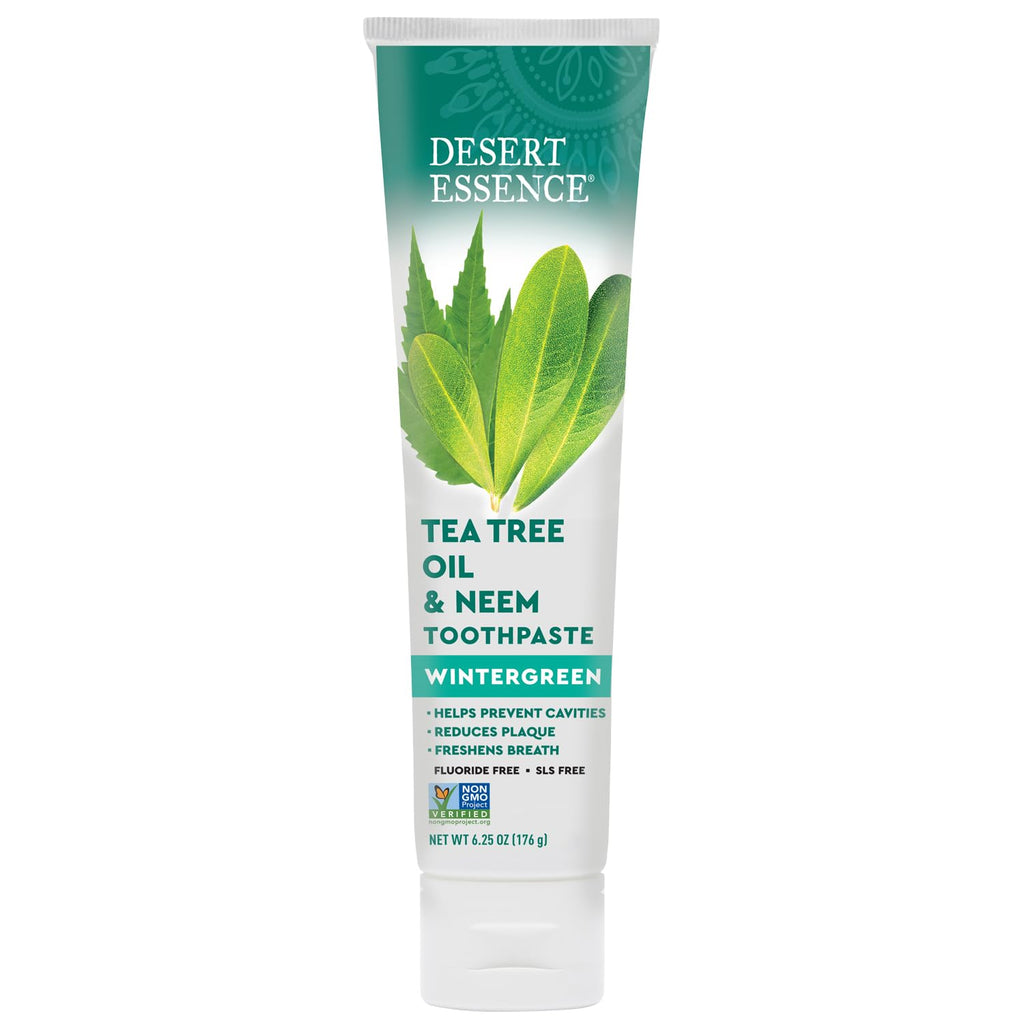 Desert Essence Tea Tree Oil and Neem Toothpaste, Wintergreen, 6.25 oz