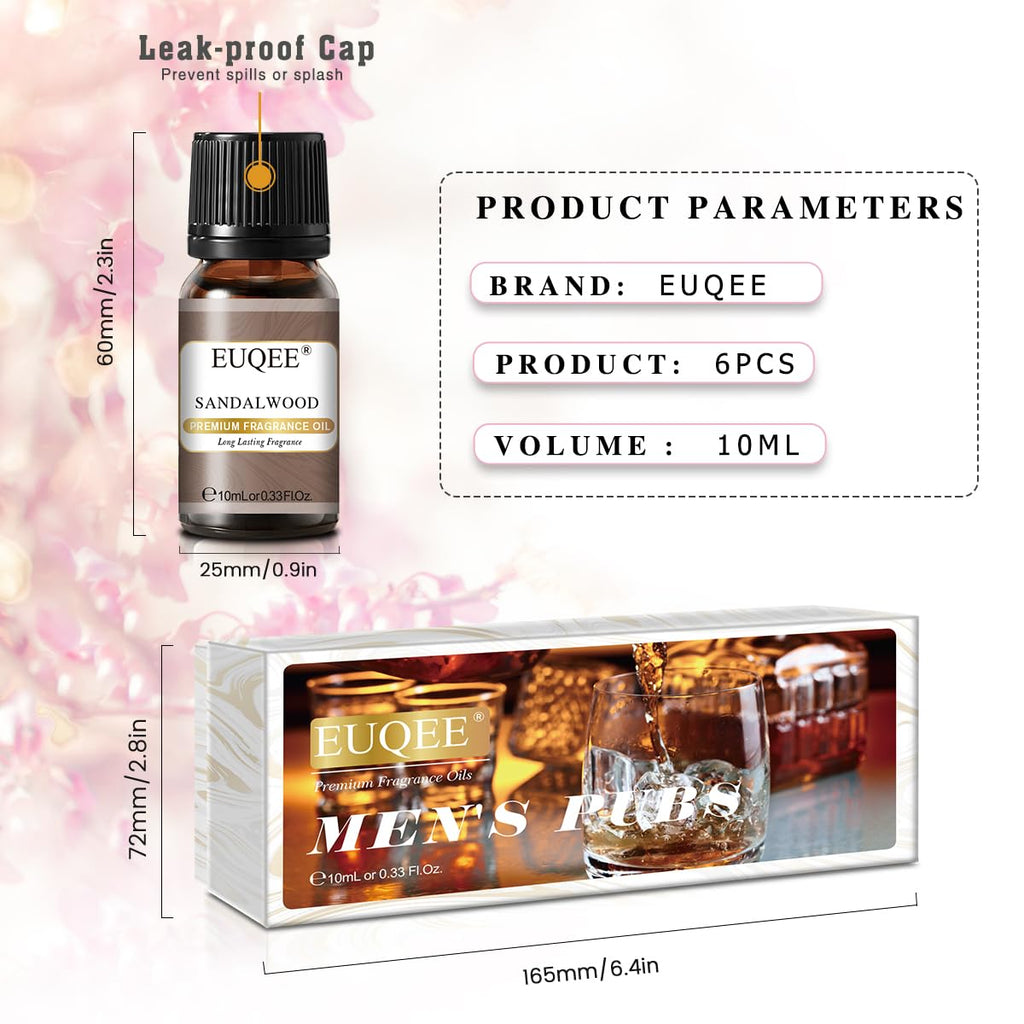 EUQEE 6PCS Men's Pubs Gift Set Premium Fragrance Oils for Men